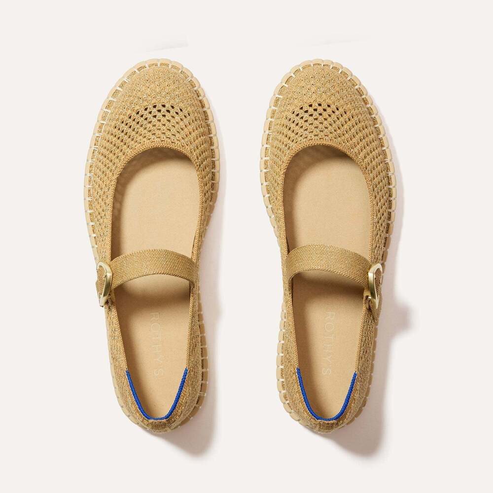 Rothy's The Espadrille Mary Jane - Metallic Golden Sun Size 6.5